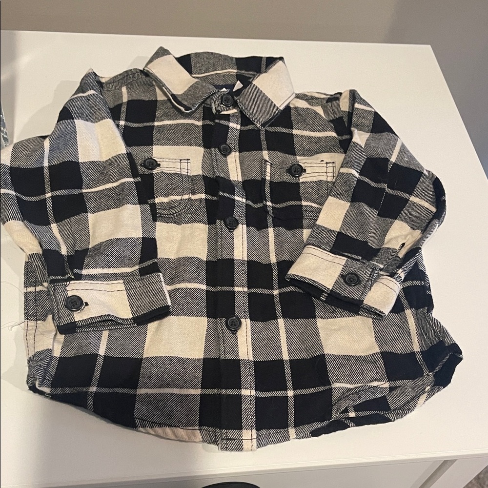 Plaid Kids Shirt - Black and White